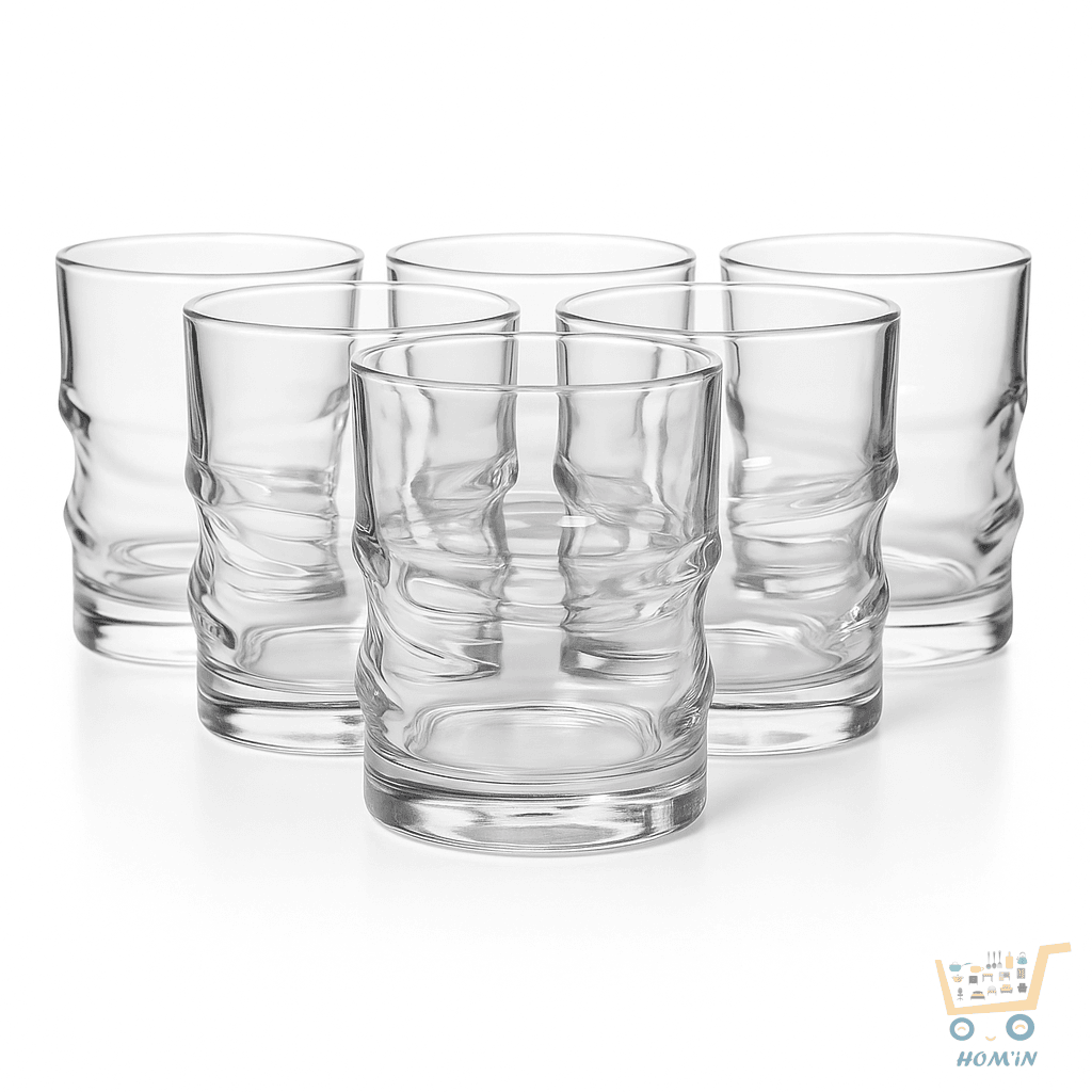 Lot de 6 verres G-Horse 260 ml – Design ondulé en verre transparent
