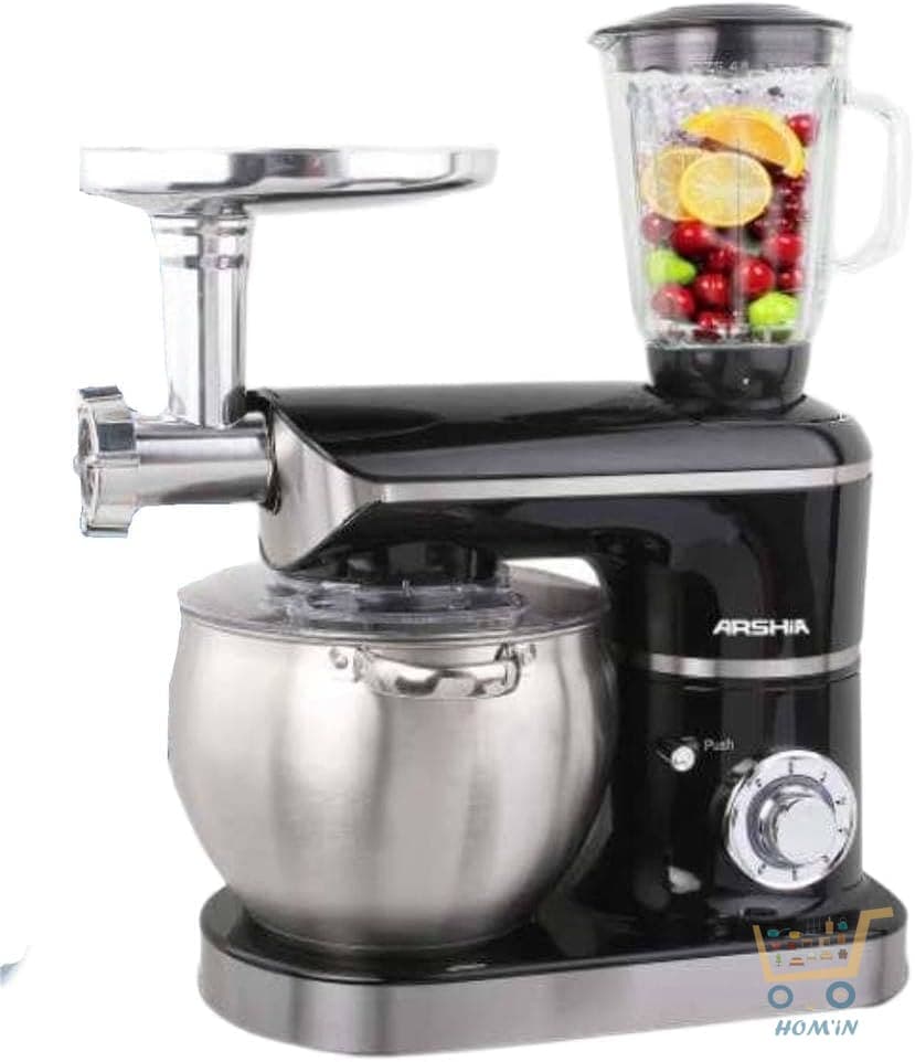 Robot Pâtissier Multifonction ARSHIA – Batteur, Blender, Hachoir à Viande – Puissant & Complet
