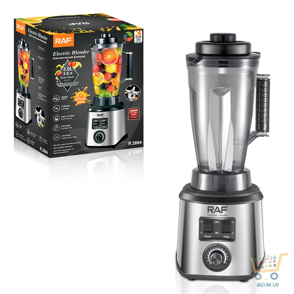 Blender Électrique RAF R.2864 Professionnel – 3.0L | 2500W | 6 Lames Inox | Anti-Bruit