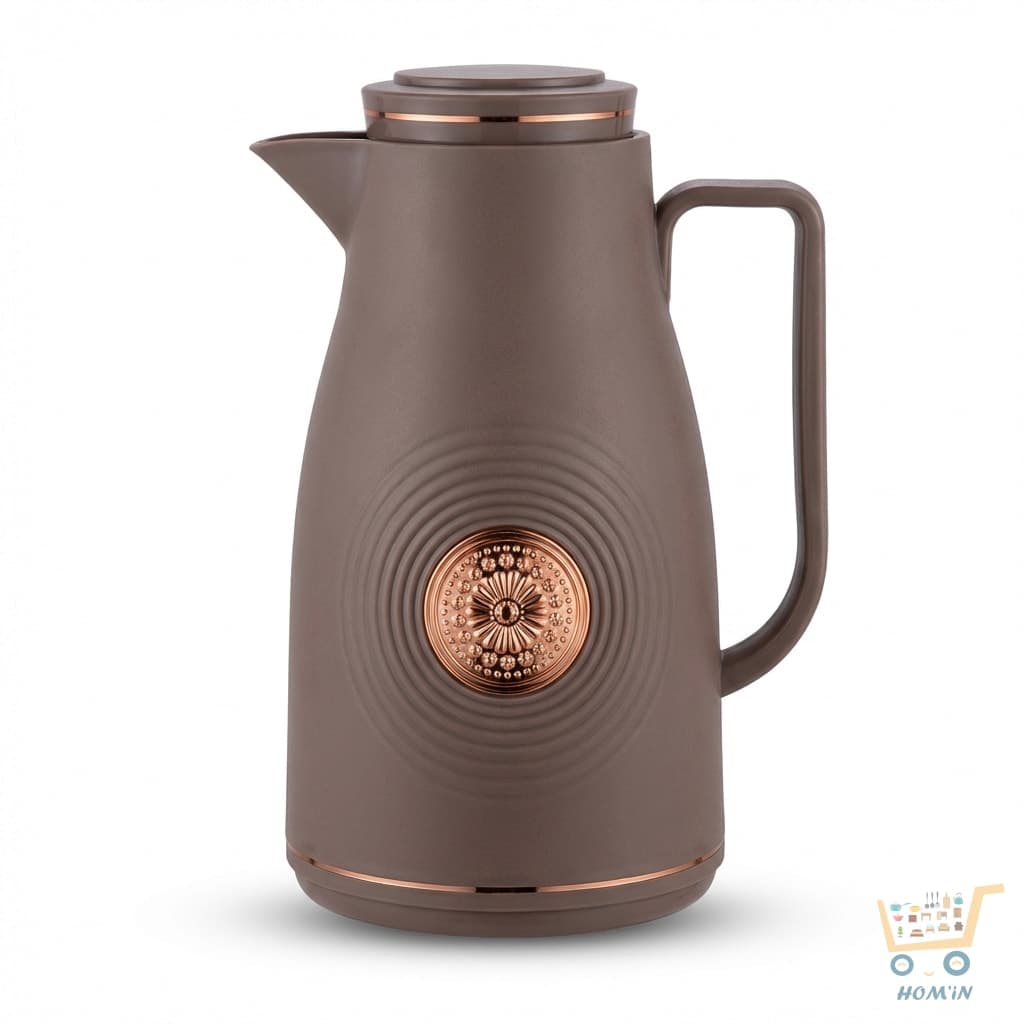 Carafe Isotherme Design 1L - Finition Marron Mat et Accents Cuivrés